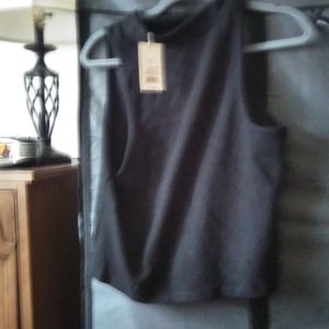 Black mock turtleneck tank top